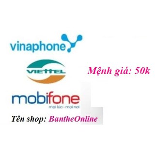 Mã thẻ Viettel, Mobi, Vina, Vietnamobile, Gmobile 50K