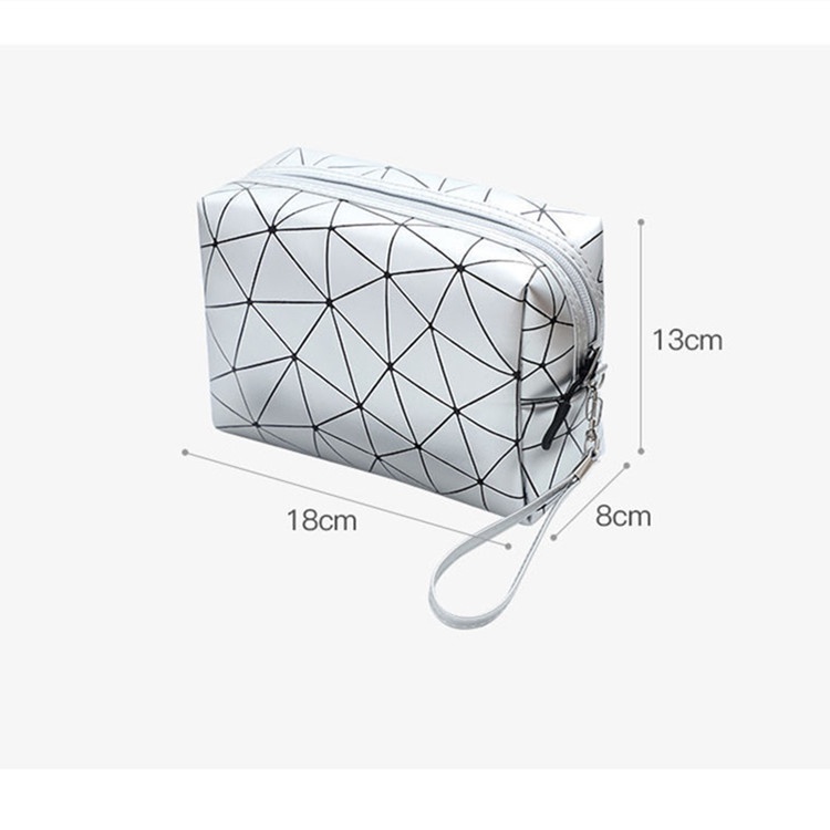 Túi Da PU Đựng Đồ Trang Điểm Họa Tiết Hình Học Chống Thấm Nước