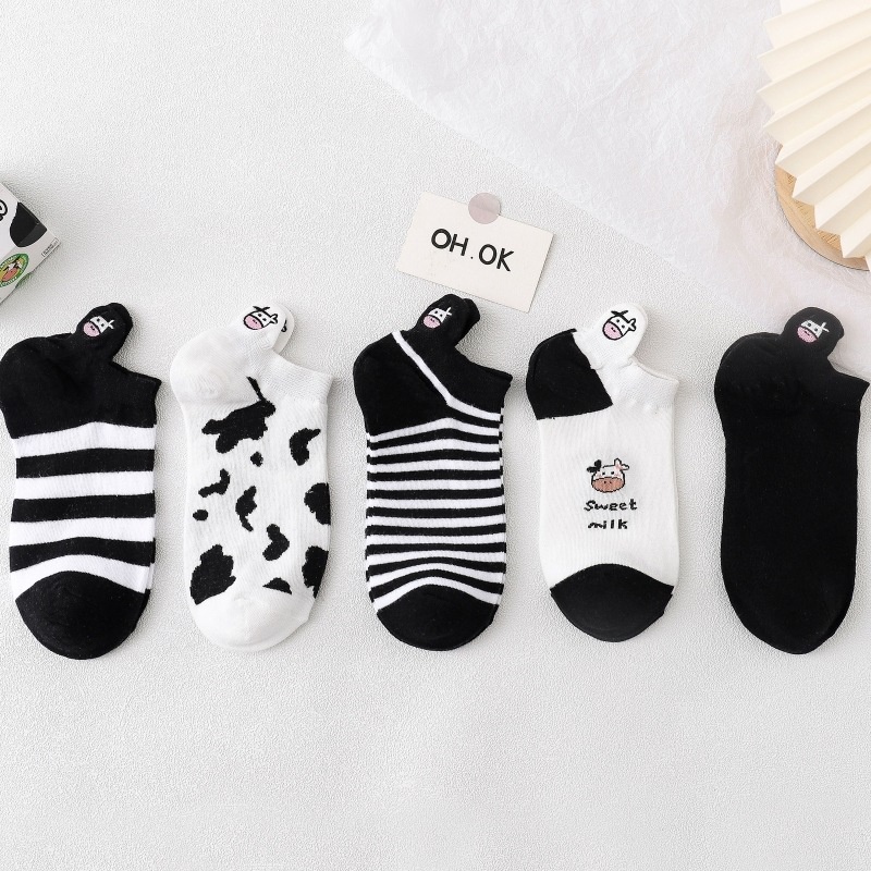 Vớ Nữ 5 Kiểu Họa Tiết Bò Sữa Siêu Dễ Thương Cho Nữ