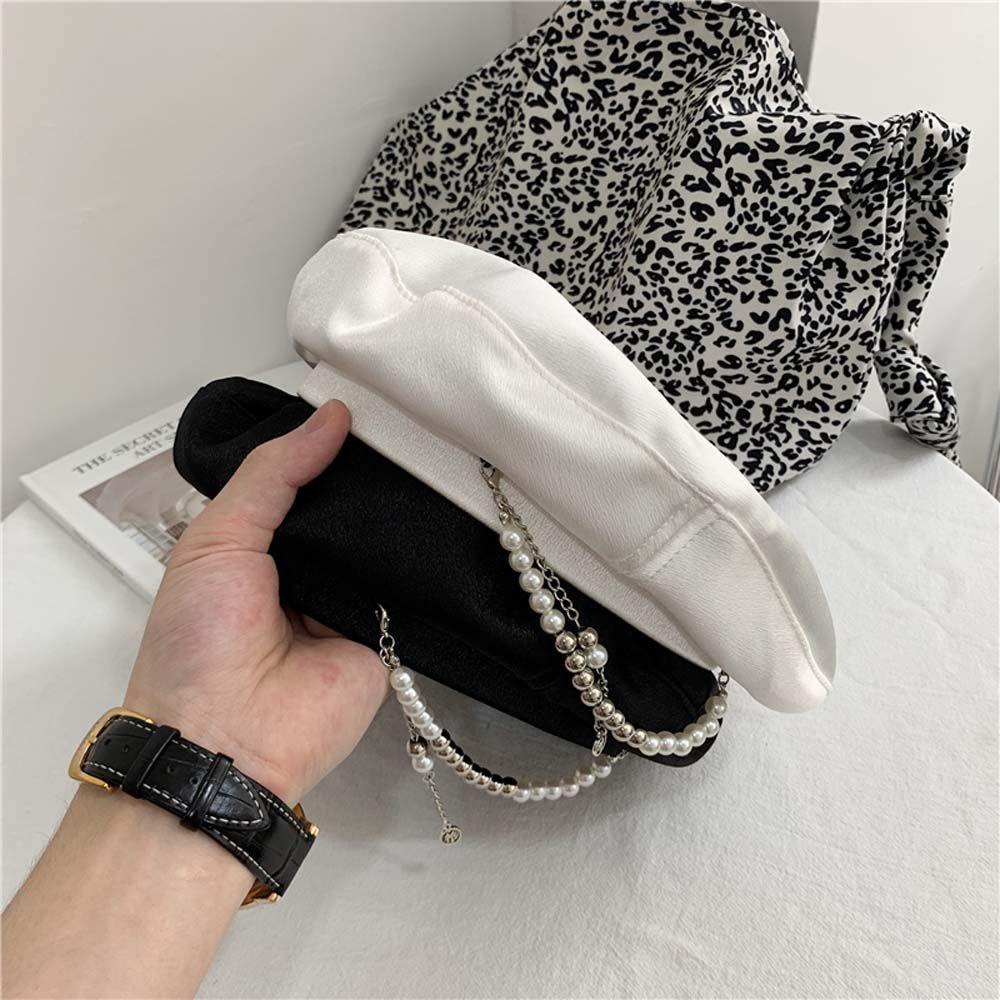 NICKOLAS Mũ Beret Vải Satin Phối Dây Xích Phong Cách Anh Quốc Thời Trang Mùa Đông Cá Tính Cho Nữ
