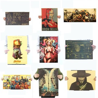 Poster phim Marvel Deadpool / Iron Man / Avengers / Black Panther kích thước 50.5*35cm