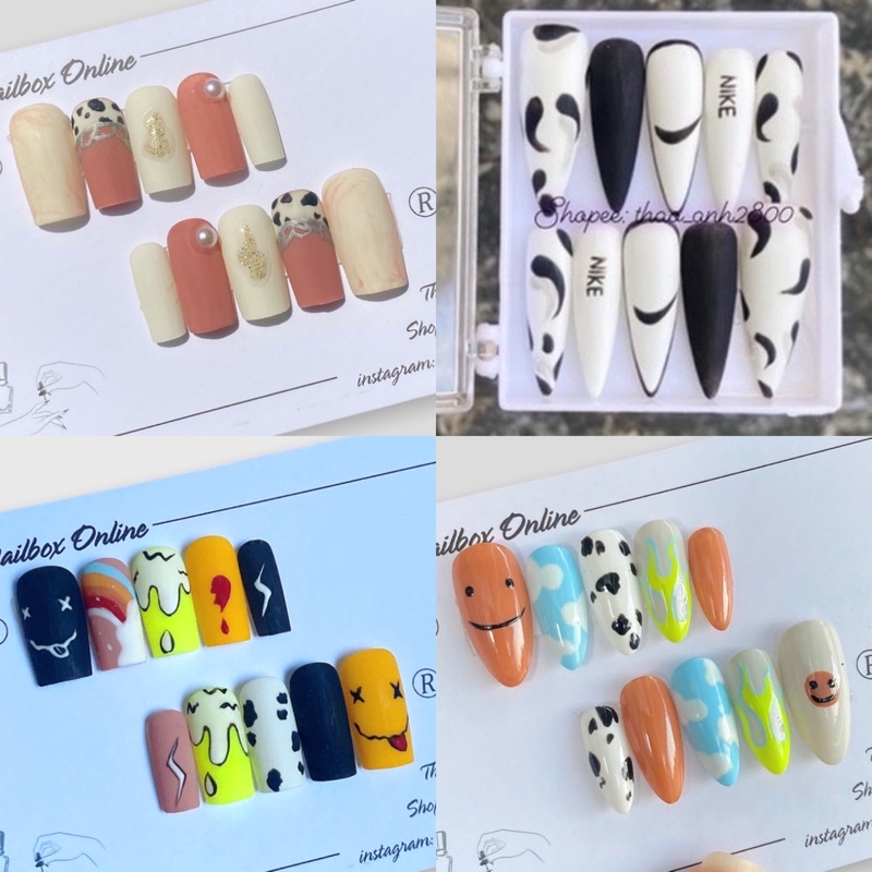 (Nailbox) móng úp bò sữa form vuông, tròn - tiệm nailbox online