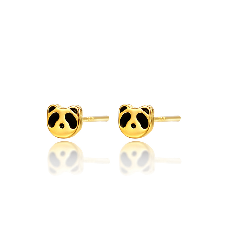 Bông Tai Gấu Trúc Cute Gold Panda Earrings Stud Lovely Fashion Women Girl Animal Earring Birthday Gift Jewelry