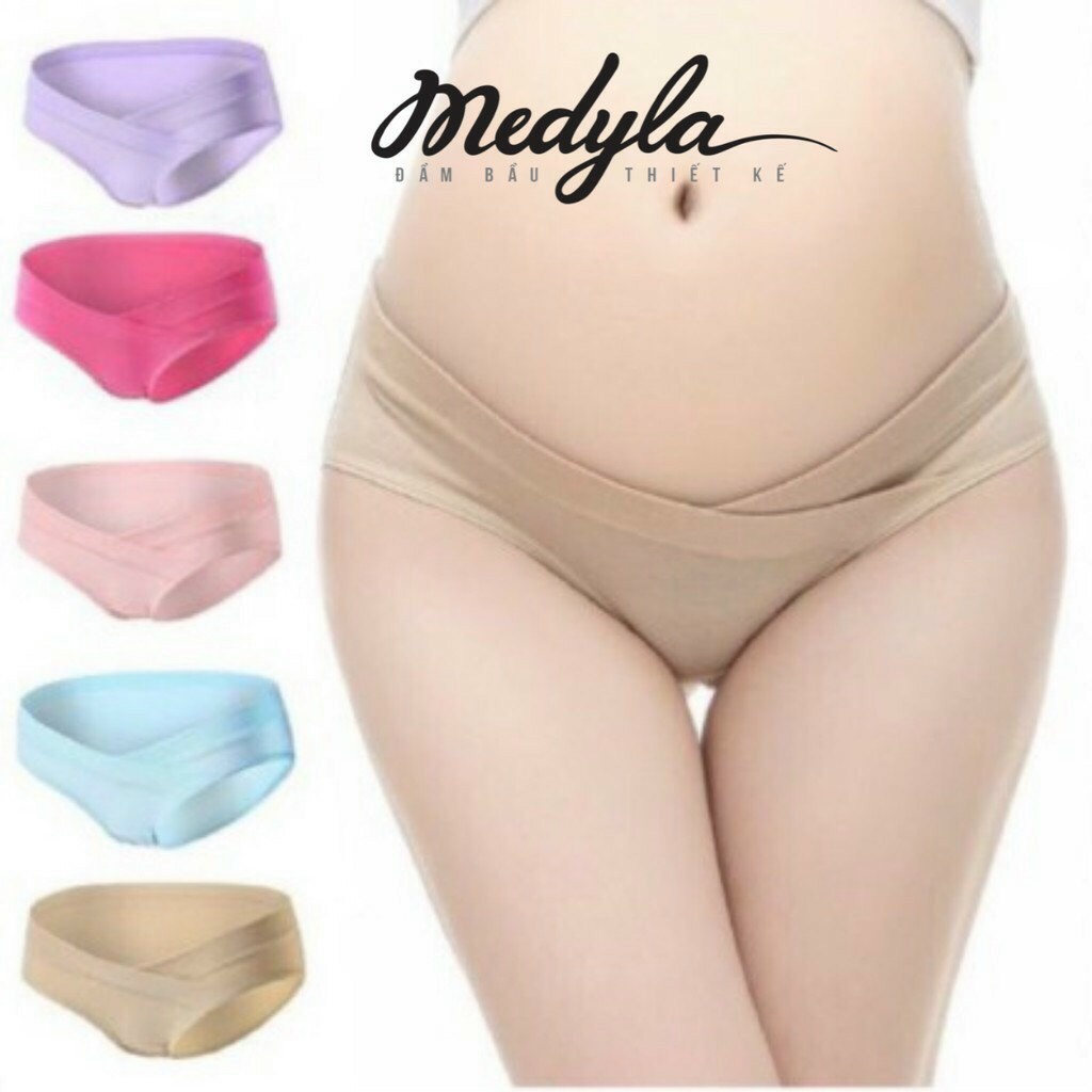 COMBO 10 Quần lót bầu, quần chip sau sinh cạp chéo, chất cotton co giãn tốt, thấm hút mồ hôi cho bà bầu size 40-75kg