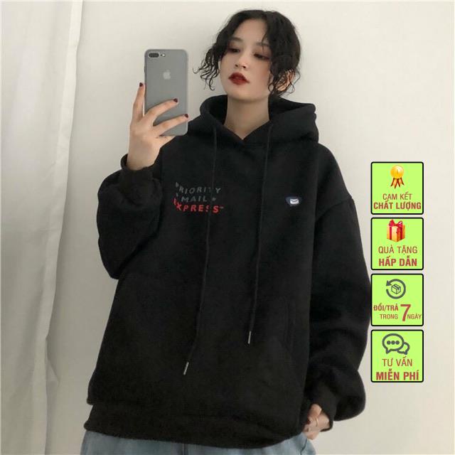 Aó Nỉ Hoodie họa tiết lá thư siêu dày, siêu ấm | BigBuy360 - bigbuy360.vn
