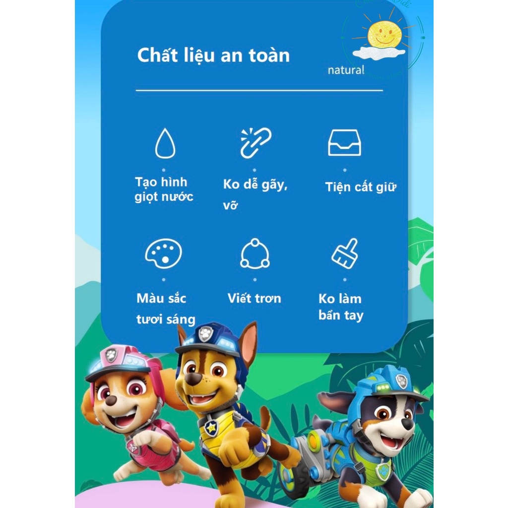 Bộ màu sáp hình giọt nước Deli Chú chó cứu hộ Paw Patrol, 12 màu, chất liệu tự nhiên an toàn cho bé