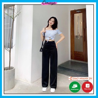 Quần suông ống rộng, quần vải nữ có khóa kéo phong cách Ulzzang Hàn Quốc OMAYA - QD03