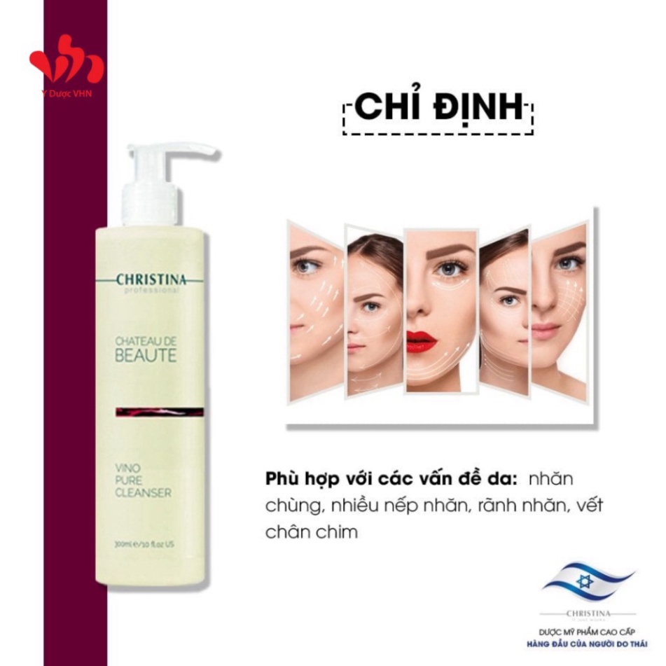 Sữa rửa mặt Chateau Vino Pure Cleanser CHRISTINA giúp làm sạch và cân bằng độ ẩm cho da 300ml - Chính hãng
