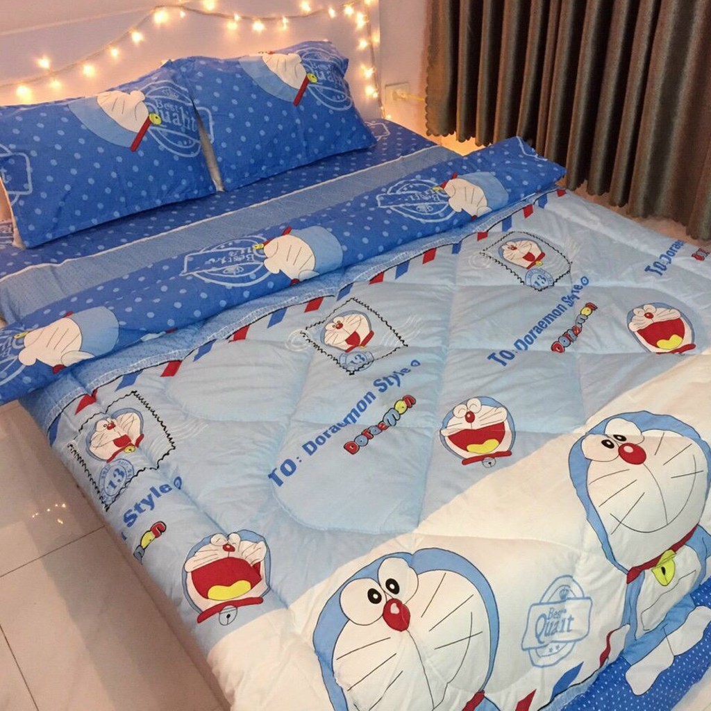 Bộ ga gối 4 món poly cotton m6/m8/2m2 ( chat chọn mẫu)