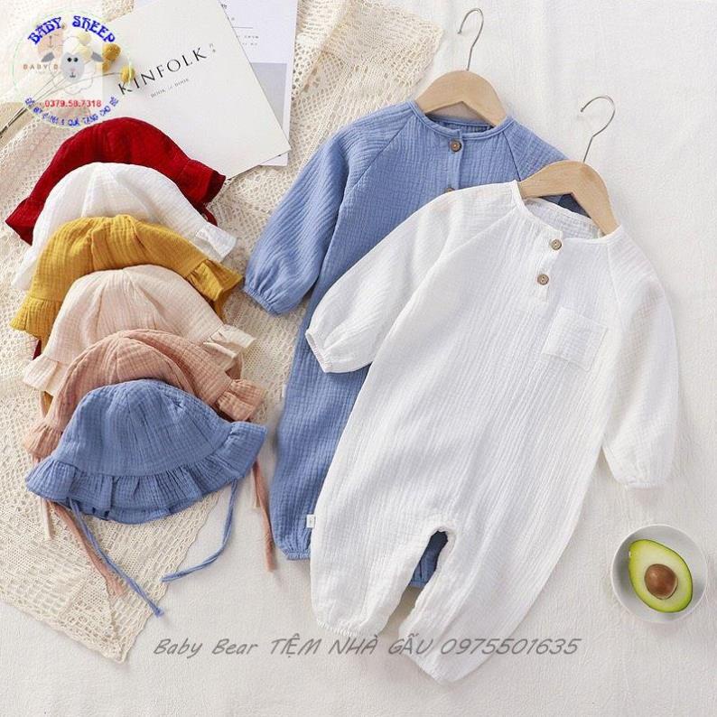 (TẶNG MŨ BÈO) Body Vải Xô  Muslin Màu Nhuộm Hữu Cơ An Toàn Đáng Yêu Cho Bé Gái từ 4-15kg BABY BEAR TIỆM NHÀ GẤU