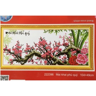 Tranh thêu hoa đào 222396 (Chưa thêu)
