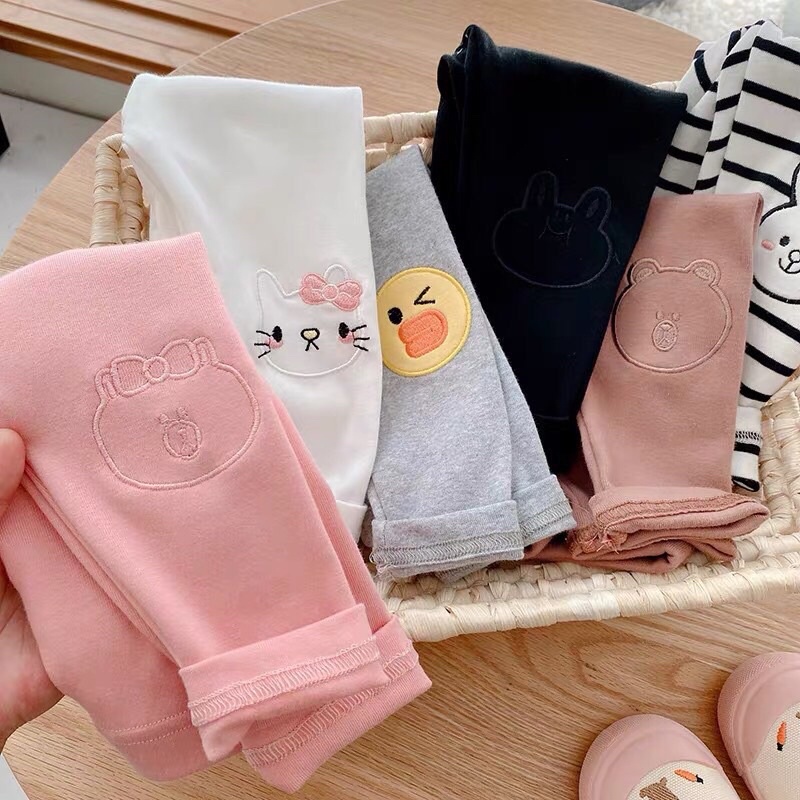 Quần legging bé gái mùa đông size 10-22kg thêu tay hoạ tiết xinh xắn,quần dài cho bé gái, Quần áo trẻ em thu đông