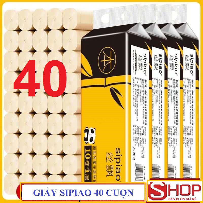 GIẤY VỆ SINH GẤU TRÚC SIPIAO 40 BỊCH LÕI ĐẶC 4 LỚP VỪA MỀM VỪA MƯỢT