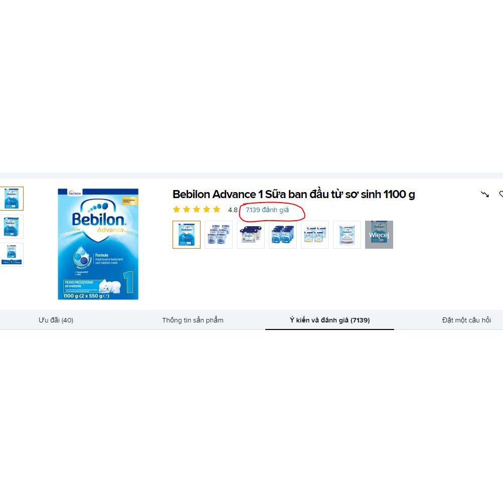 Sữa Bebilon nội địa Ba Lan số 1,2,3,4 1100gr