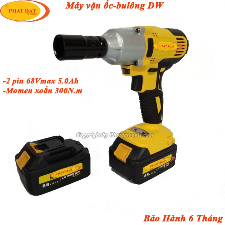 Máy Vặn Mở Ốc Dùng Pin Dewatl 68V 5A.h-2 Pin Li-ion-Bảo Hành 6 Tháng