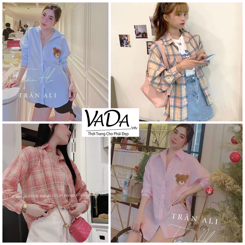 Áo sơ mi tay dài sọc sắc màu đi làm , đi chơi  phối gì cũng xinh -Thời Trang VADA (SỌC)