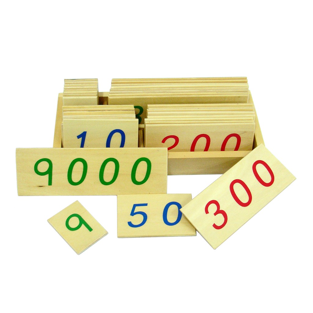 Hộp thẻ số bằng gỗ 1-9000 loại nhỏ Montessori (Mini Wooden Number Cards With Box 1-9000)