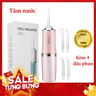 Tăm nước Oral Irrigator, Máy Tăm Nước Cầm Tay chuẩn châu Âu, tặng kèm 4 đầu phun