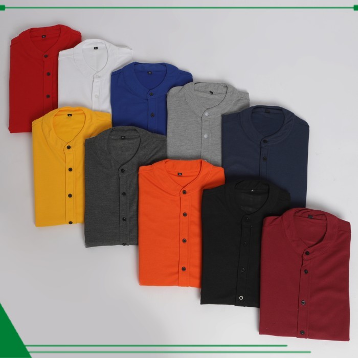 LACOSTE (Hàng Mới) Áo sơ mi nam tay dài cổ trụ màu vàng