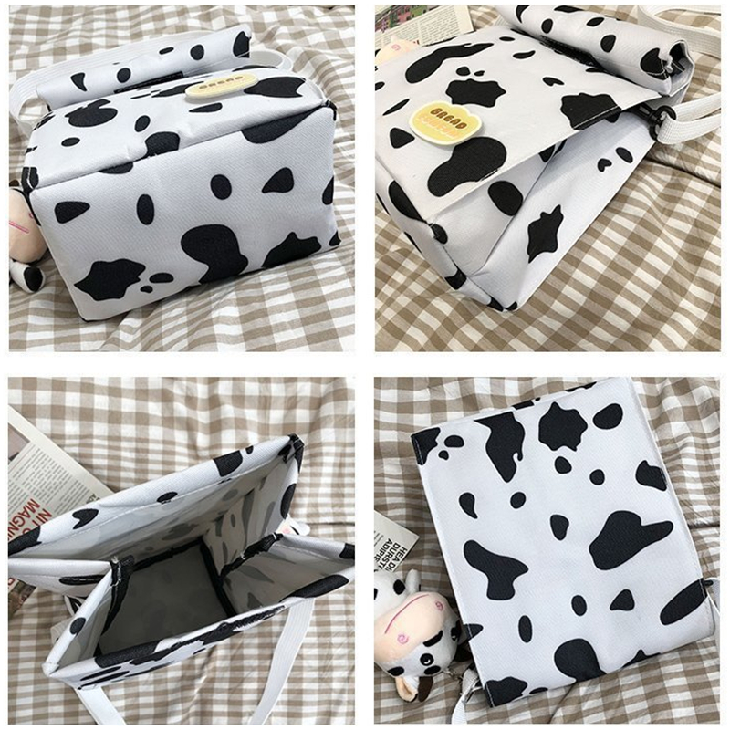 Túi xách bằng vải canvas họa tiết bò sữa dễ thương thời trang cho nữ | BigBuy360 - bigbuy360.vn
