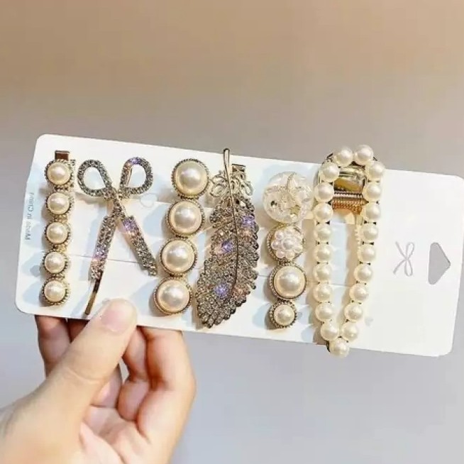 6 KẸP TÓC NGỌC CHAI NHÂN TẠO MẪU MỚI SANG TRỌNG [SỉSiêuRẻ]
