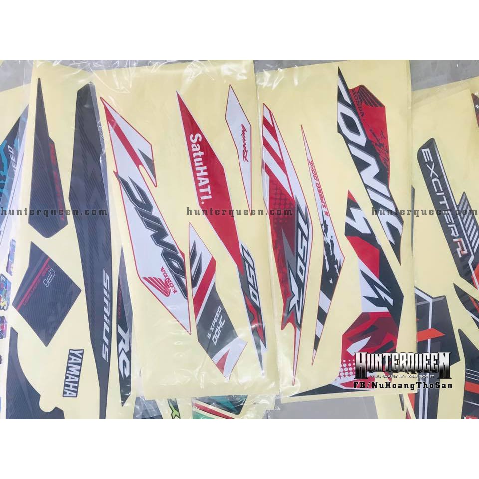 Tem in UV cao cấp. Sonic 150 đỏ trắng zin. Decal tem xe ép nhiệt kích thước chuẩn. Chất lượng, sắc nét, không bay màu.