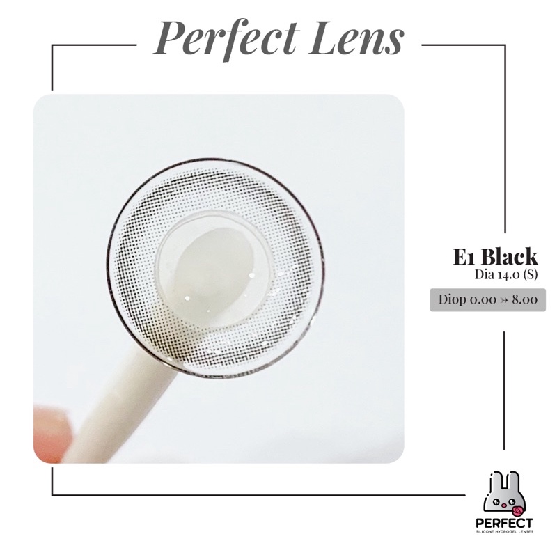 Lens Mắt , Kính Áp Tròng E1 BLACK Có Độ Cận và Không Độ , DIA 14.0 ,Cho Mắt Nhạy Cảm Giá Sale