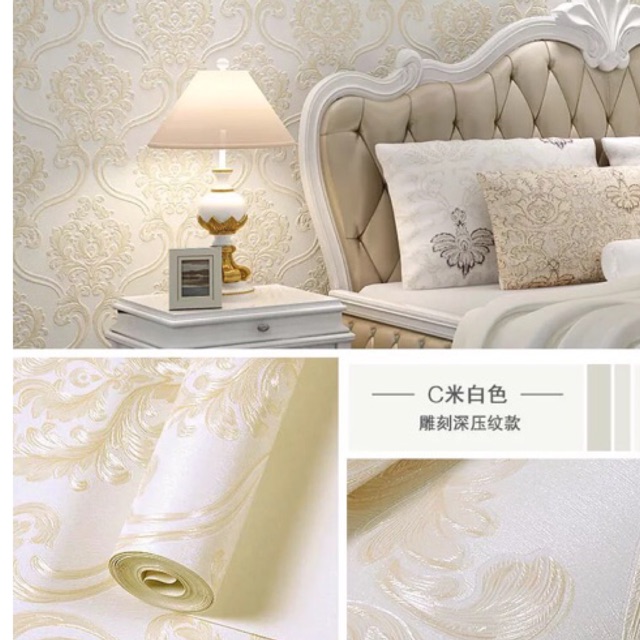 Giấy dán tường hoa văn 3D khổ 53 cm chưa keo