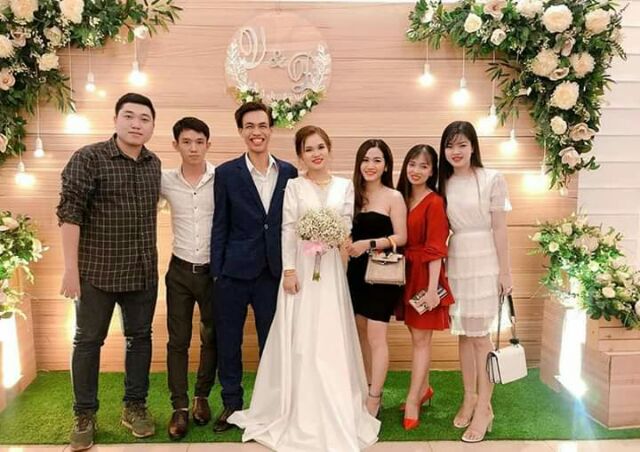 (free chỉnh sửa váy) có Size to dạ hội cưới phi trắng tay dài xẻ tà váy cưới cô dâu trắng chụp hình cưới Hàn Quốc