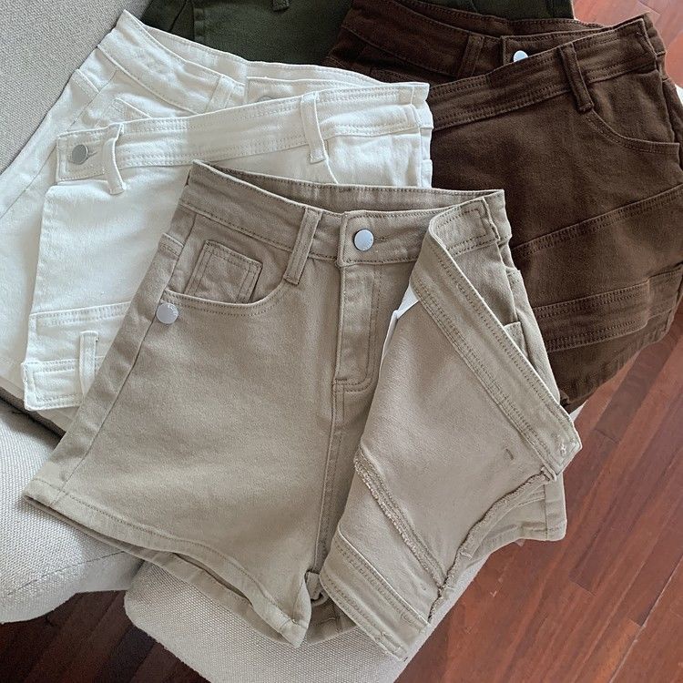 Jiashucheng Quần Short Denim Lưng Cao Dáng Ôm Thời Trang Mùa Hè Mới Cho Nữ