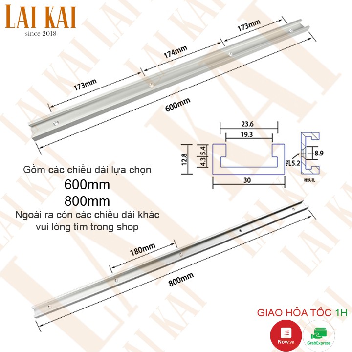 Ray trượt nhôm 600mm, 800mm