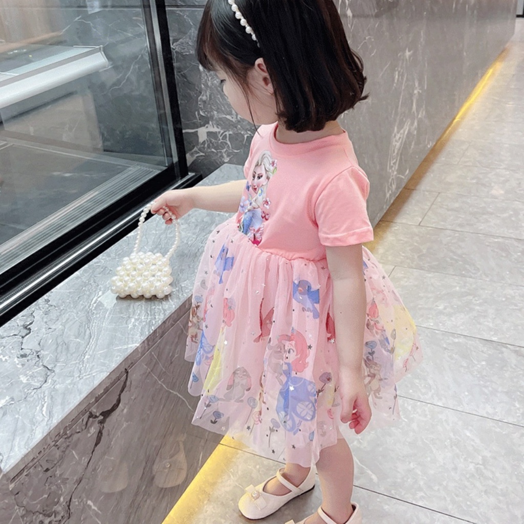 Đầm công chúa Elsa voan phồng xinh xắn, dễ thương cho bé gái 10-28 kg