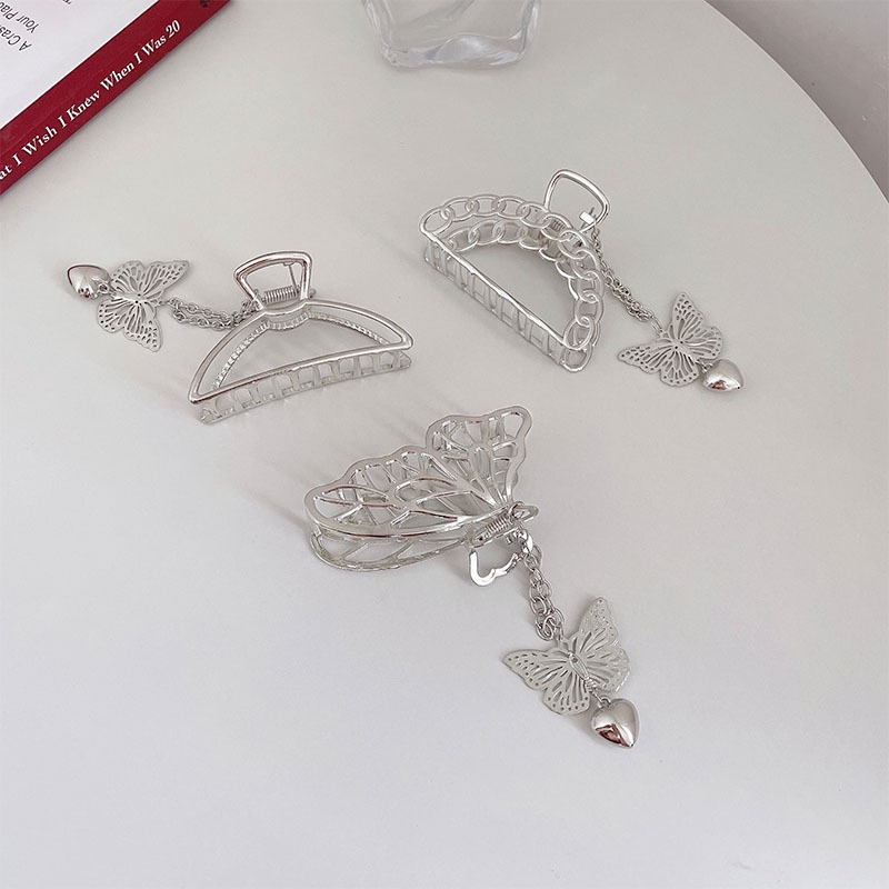 Kẹp Tóc Kim Loại Mặt Hình Bướm Phong Cách Hàn Quốc