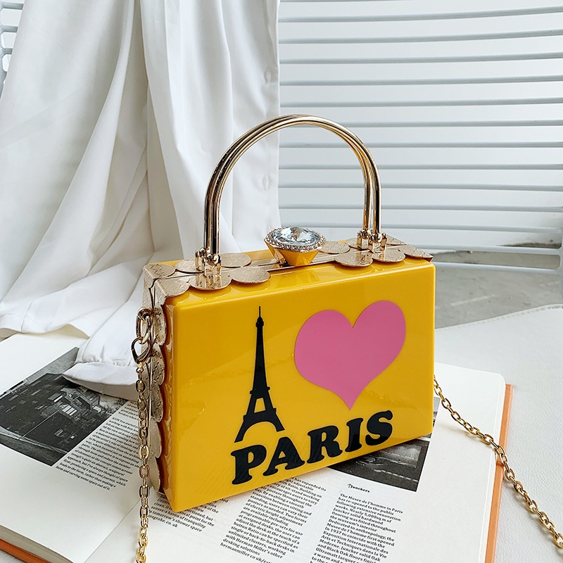 IELGY Túi Đeo Vai Bằng acrylic In Họa Tiết Trái Tim Thời Trang Cho Nữ