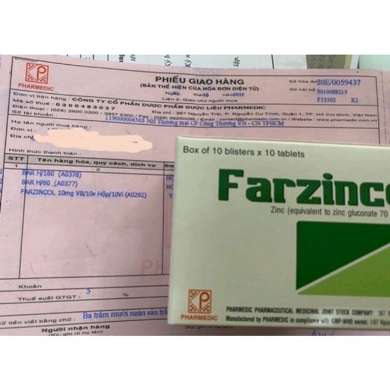Viên uống bổ sung kẽm Fazincol vỉ 100 viên