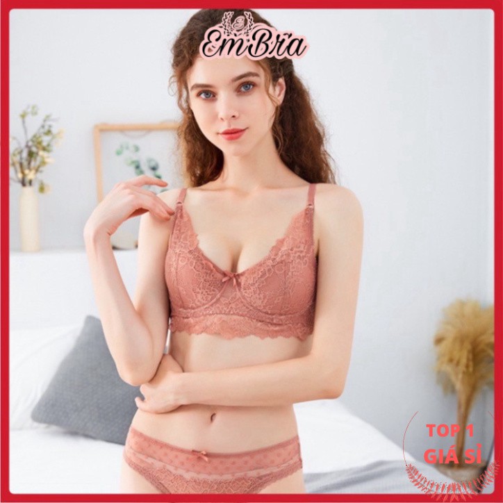 Bộ Đồ Lót Ren Có Gọng Mút Mỏng Ren Mềm Nhẹ Chấm Bi Siêu Quyến Rũ Mã EBB27
