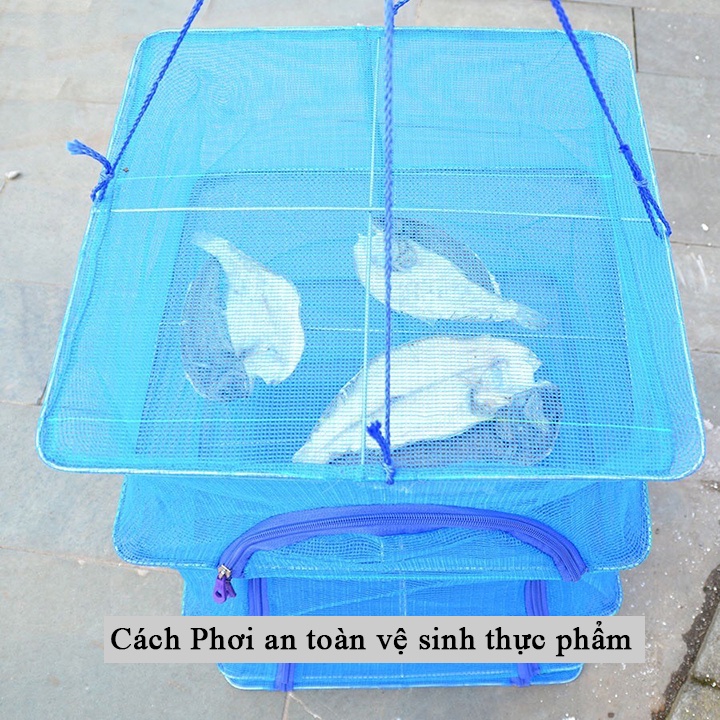 Lồng Lưới phơi thực phẩm phơi cá, phơi rau củ an toàn vệ sinh thực phẩm - lồng treo 4 tầng AA2