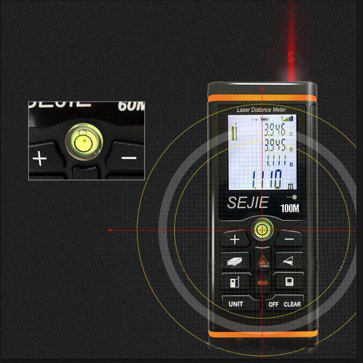 Thước đo laser SEJIE-SJM100:Thước đo khoảng cách bằng tia laser SEJIE phạm vi 100m (SJ-M100)