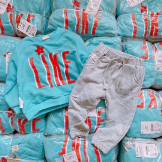 Bộ nỉ chữ LIKE xanh HM