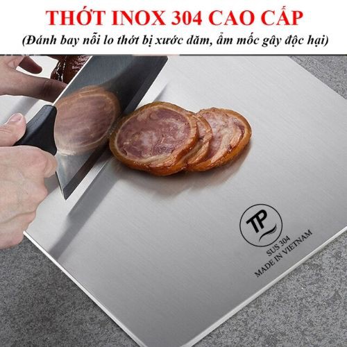 THỚT INOX CAO CẤP 304 - KHÁNG KHUẨN CHỐNG NẤM MỐC SIZE 33.5 x 23 cm