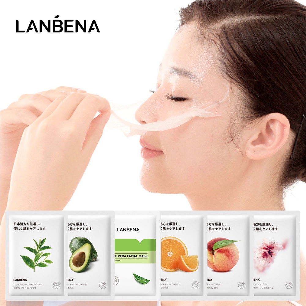 Mặt nạ LANBENA chiết xuất trái cây dưỡng ẩm làm trắng da phong cách Nhật Bản
