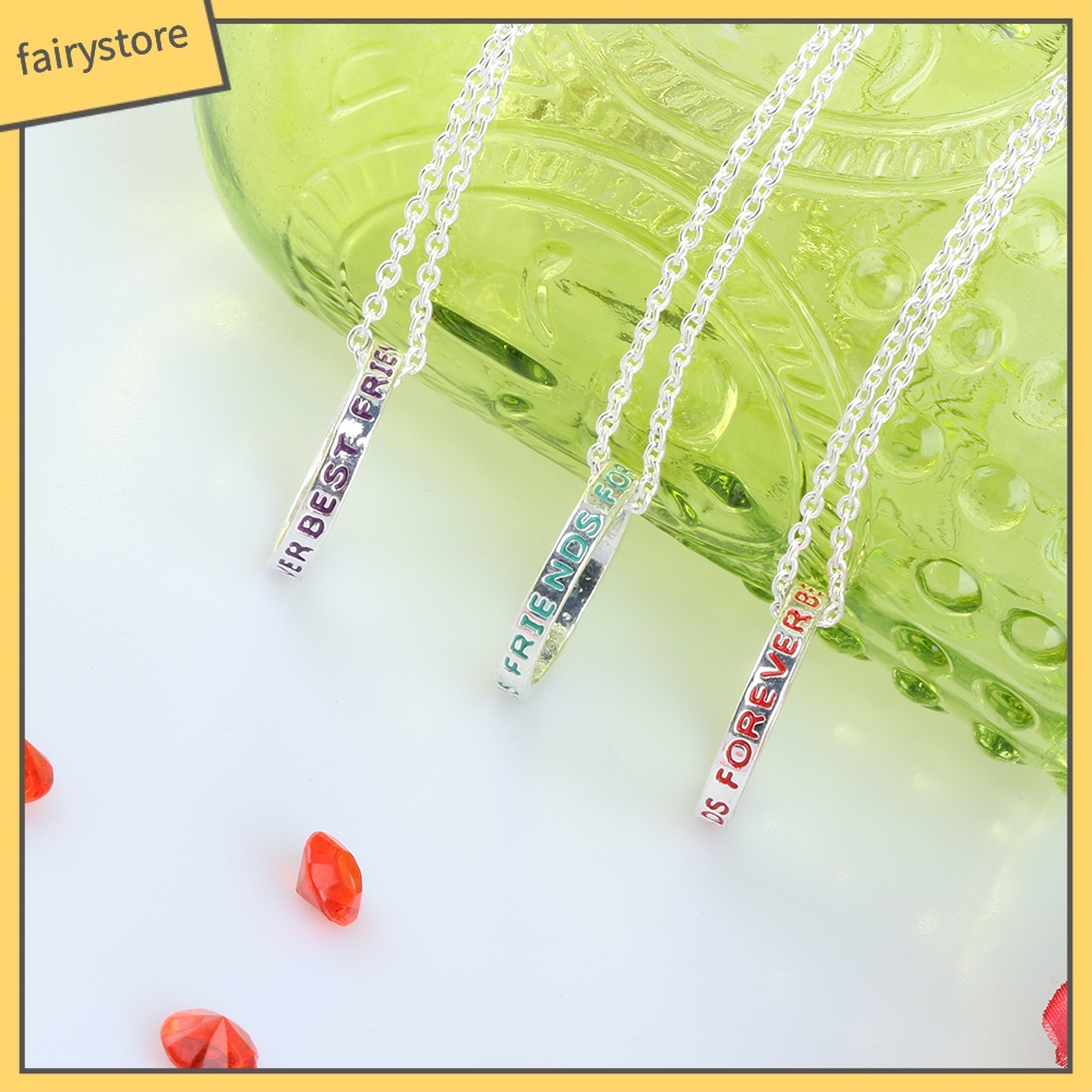 Set 3 Dây Chuyền Mặt Nhẫn Khắc Chữ Best Friends Cho Bạn Thân