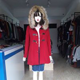 Áo khoác dạ có mũ lông - ASOS