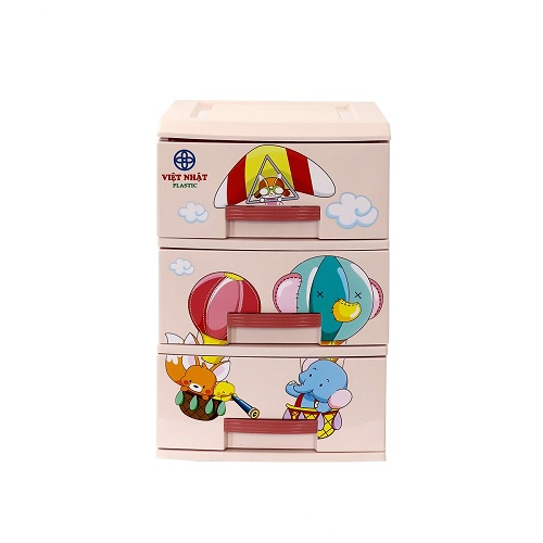 TỦ NHỰA KITTY 3 TẦNG MINI VIỆT NHẬT ĐỰNG QUẦN ÁO TRẺ EM - TỦ QUẦN ÁO TRẺ EM