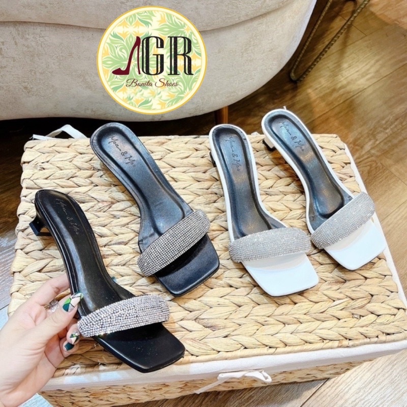 Guốc bản đá sáng siêu xinh gót ú 2 cm