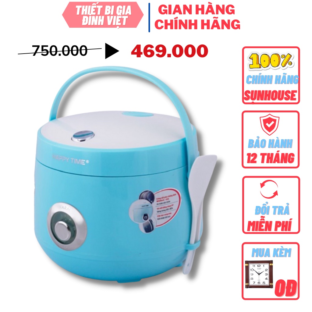 Nồi cơm điện 1.2L HAPPY TIME HTD8522G Công suất 500W Tặng kèm đầy đủ phụ kiện