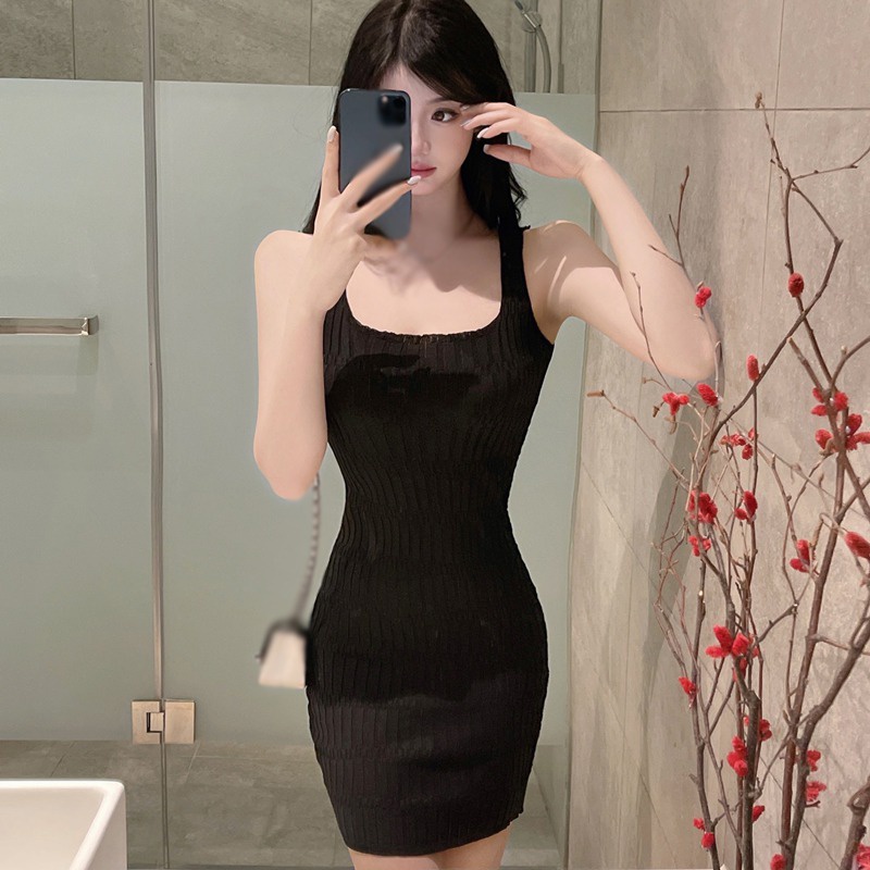 Đầm Body Đầm Ôm Không Váy Body Tay Cổ Vuông Màu Sắc Trơn Dành Cho Nữ