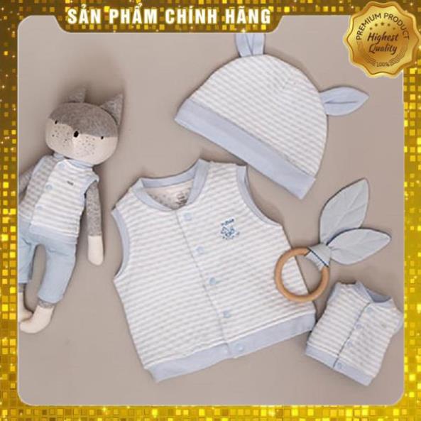 NOUSHANOI -  Áo Khoác Gilet Kẻ Xanh Trời Nous (Size 3M 6M 9M 12M và 18M)