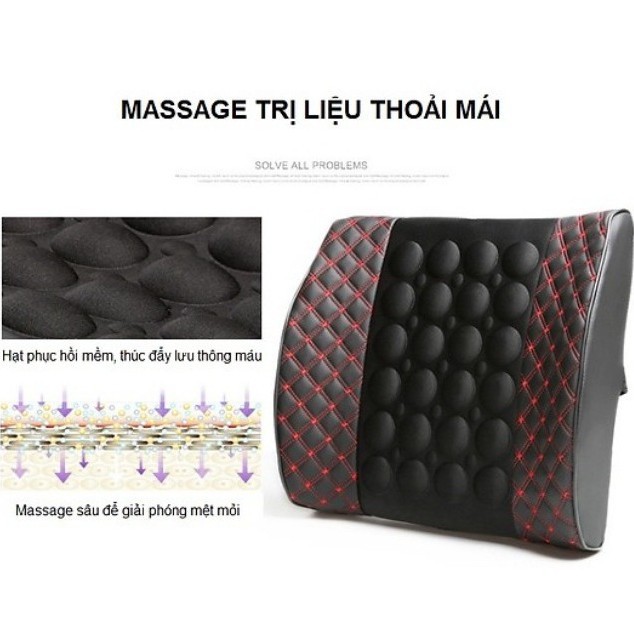 Gối Tựa Lưng Ô Tô Massage , Đệm Tựa Lưng Massage  Rung Thư Giãn Trên Ô TÔ Dùng Điện 12V Kết Nối Đơn Giản