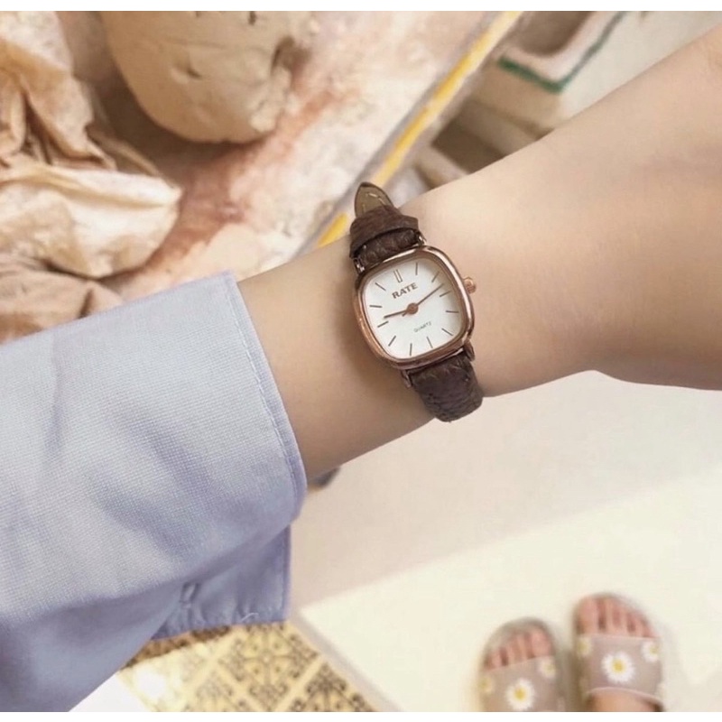 Đồng hồ nữ thời trang Rate dây da kiểu dáng Vintage nhỏ xinh dây da mềm mang êm tay DH04 LOUSMORE